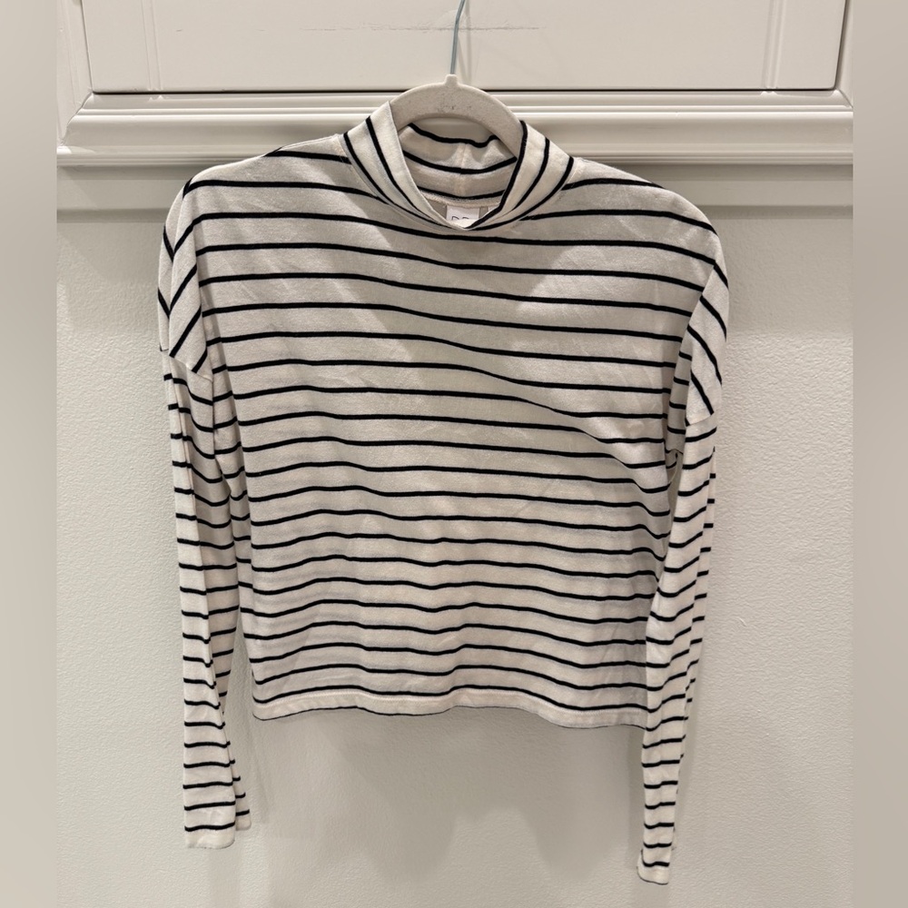 BP mock neck striped top